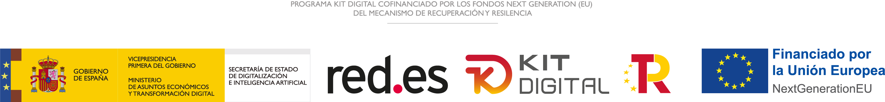 Logotipos Gobierno de España, red.es, Kit digital y Fondos UE
